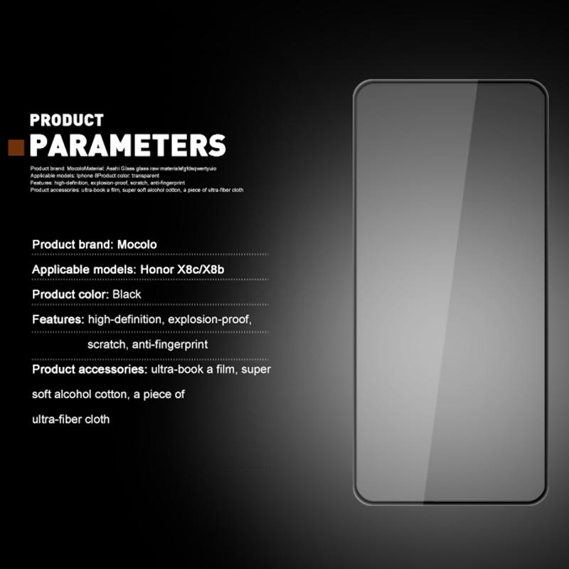 MOCOLO For Honor X8c 4G/X8b 4G Screen Protector Anti-Shatter Silk Printing Tempered Glass Film