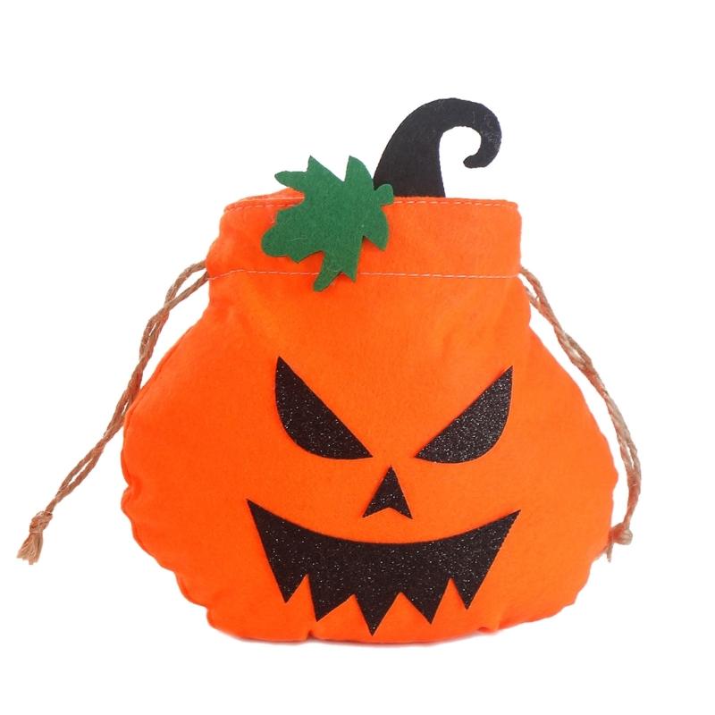 Pumpkin Shape Trick or Treats Bag Halloweens Candy Collector With Soft Handle for Holiday Accessory Storage Pouch