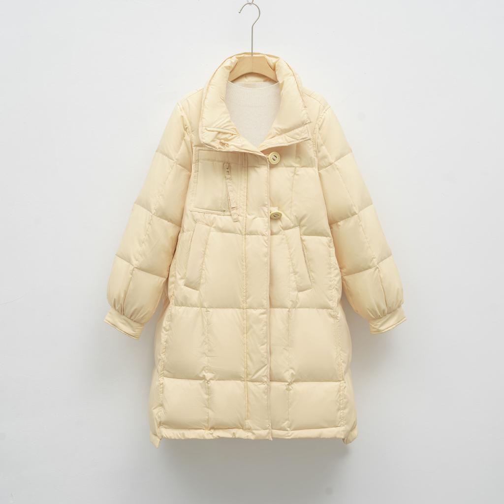 Solid color Korean hooded down jacket women's loose new winter long thickened coat tide