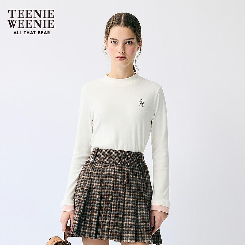 Teenie Weenie Women's Ribbed Stand Collar Long Sleeve T-shirt