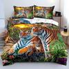 Tiger Duvet Cover Set King Size 3D White Tiger Bedding Sets Wild Animals Pattern Comforter Cover Set For Boys Girls Quilt Cover