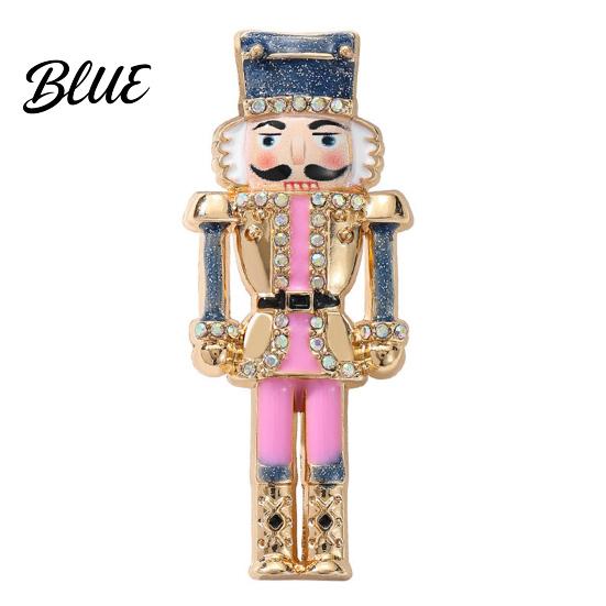 Festive Nutcracker Pin Christmas Brooch Pin Rhinestone Enamel Soldier Badge for Decorative Suit Accessory Women Men Xmas Holiday Jewelry Coats