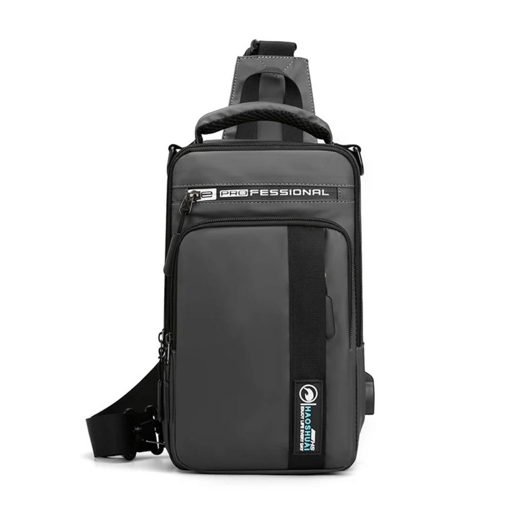 Men Small Backpack Chest Pack Shoulder Bag with USB Charging Port Travel Male Waterproof Nylon Sling Messenger Cross Body Bags