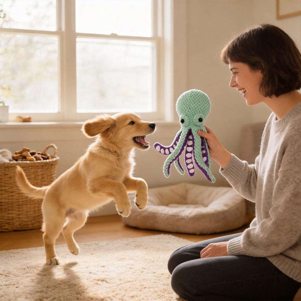 Pluche Octopus Knaagspeeltje Met Geluid Voor Hondentraining En Tandgezondheid