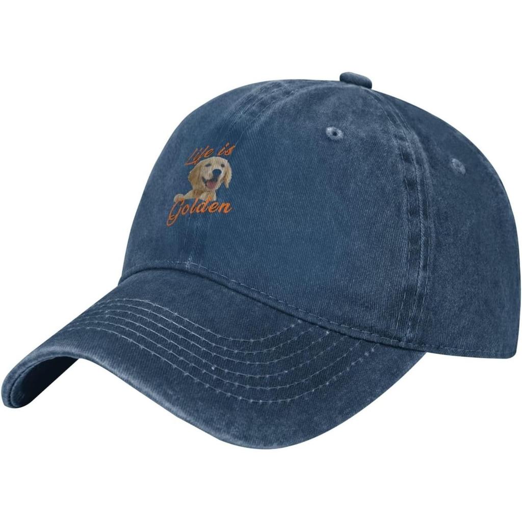 Life Is Golden Retriever Dog Baseball Cap Washed Cotton Dad Hat for Unisex Casual Sun Protection