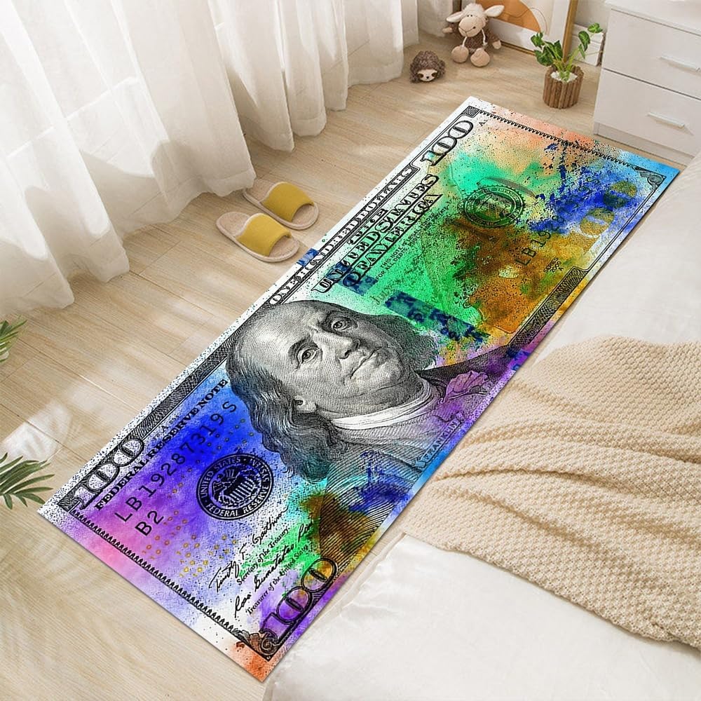 Dollar Bill Runner Rug Burning Currency Design Non-slip Carpets Creative Edgy Home Decor Entryway Mat Visual Art Portrait Carpet