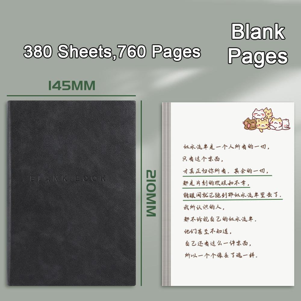 A5 Ultra-thick Notebook with Blank Inner Pages, Student Leather Notepad, Drawing Notebook, Business Meeting Minutes, Mind Map