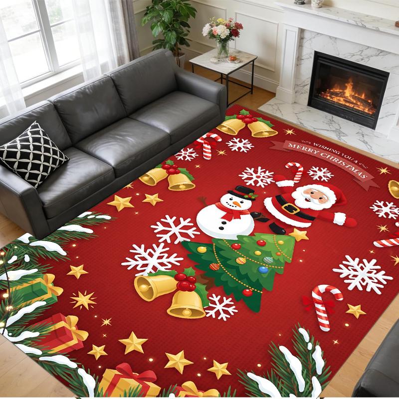 Christmas Printed Square Area Rug Soft Non Slip Floor Carpet For Bedroom Holiday Gift