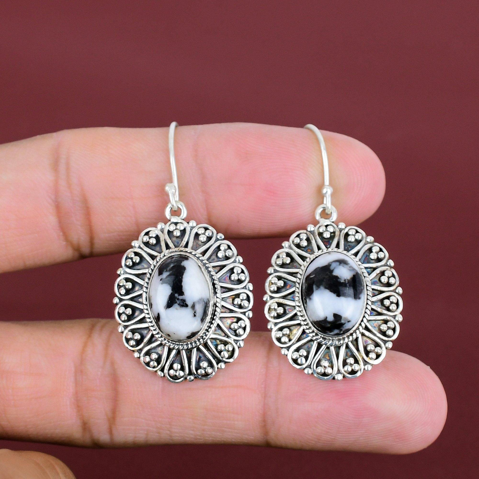 White Buffalo Turquoise Earring Gemstone Handmade Earrings 925 Sterling Silver Earring Vintage Jewelry Birthstone Earring Anniversary Gifts