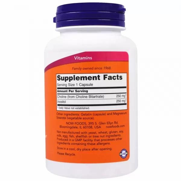 Now Foods CHOLINE & INOSITOL 250/250mg, 100 CAPS