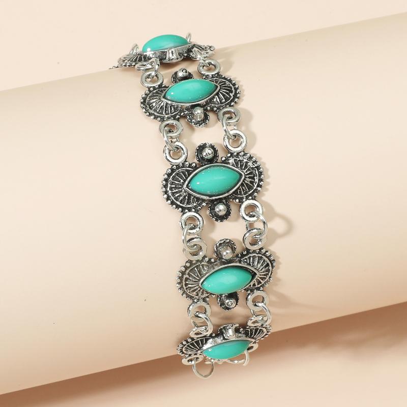 1Pc Sexy Bohemian Fashion Women Silver Turquoise Bangle Bracelet Wrist Band Jewelry