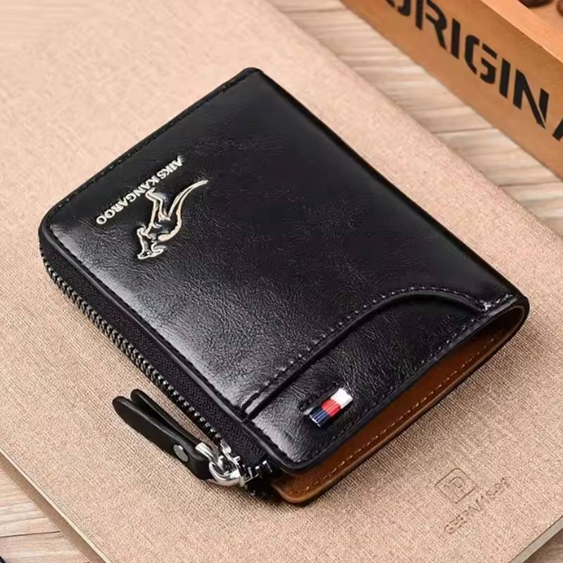 Billetera para Hombre Cuero Tarjetero de Negocios Monedero con Cremallera Billeteras de Lujo para Hombres Protección RFID Monederos Carteira Masculina Lujo
