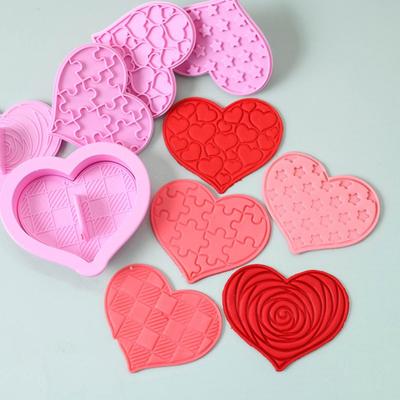 6Pcs  Valentine'S Day Love Heart Biscuit Cutter Mould Diy Baking Fondant Icing Frosting Cookie Embosser Mold Cake Decorating Tools