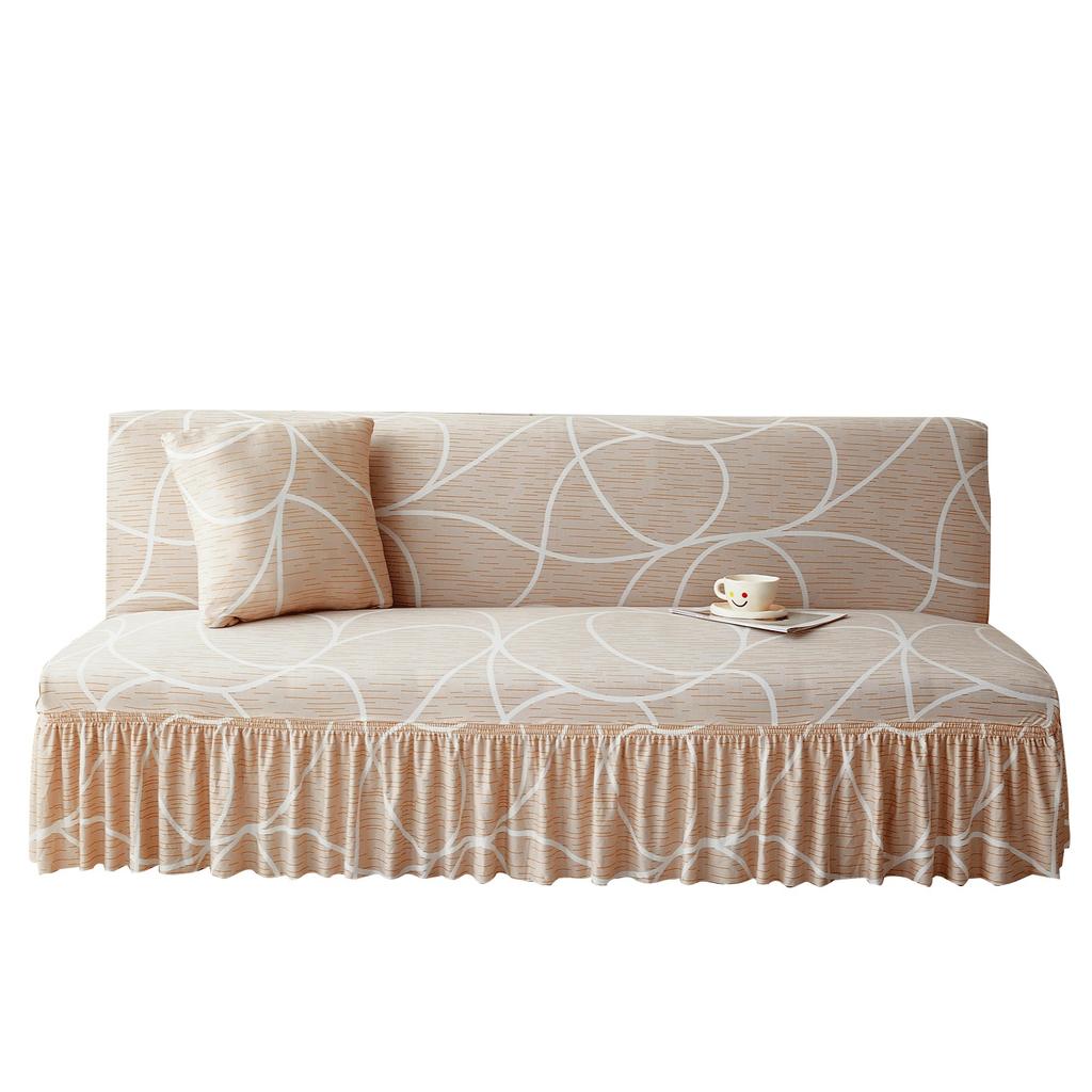 Simple Printed Sofa Bed Cover Elastic All-inclusive No Armrests Simple Folding Sofa Cover Universal