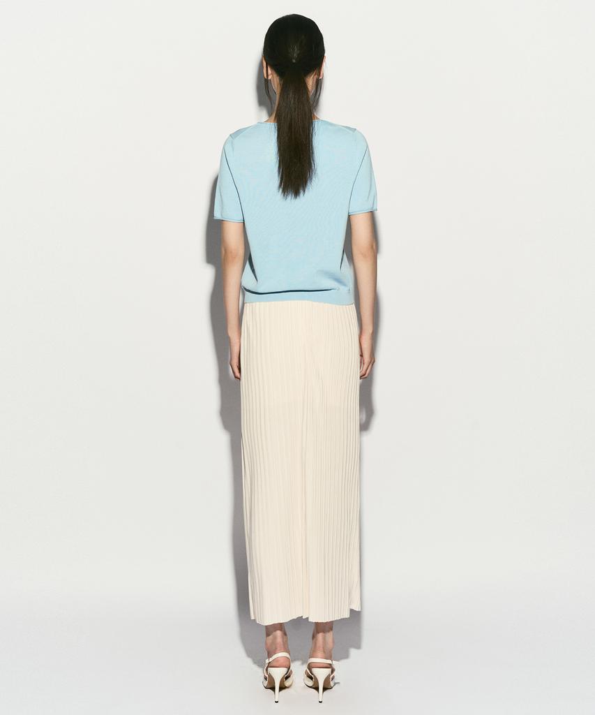 RE RHEE Half Sleeve Knit Top Cloud