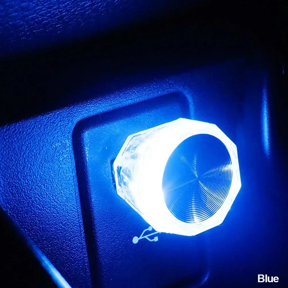 Car Cigarette Lighter USB Atmosphere Light LED Mini Colorful Night Light Wiring-Free Car Interior Lighting Accessories Supplies