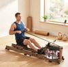 Water Rowing Machine, Foldable, Double Rail, Aluminum, 158 kg, Bluetooth, 182 x 42 x 67 cm, Oak