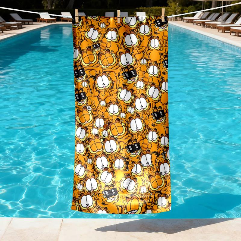 Garfield Print Beach Towel Design, Soft, Lightweight. for Home Bathroom, Spa, Pool, Yoga, Surfing, Camping, Gift for Family, Friend