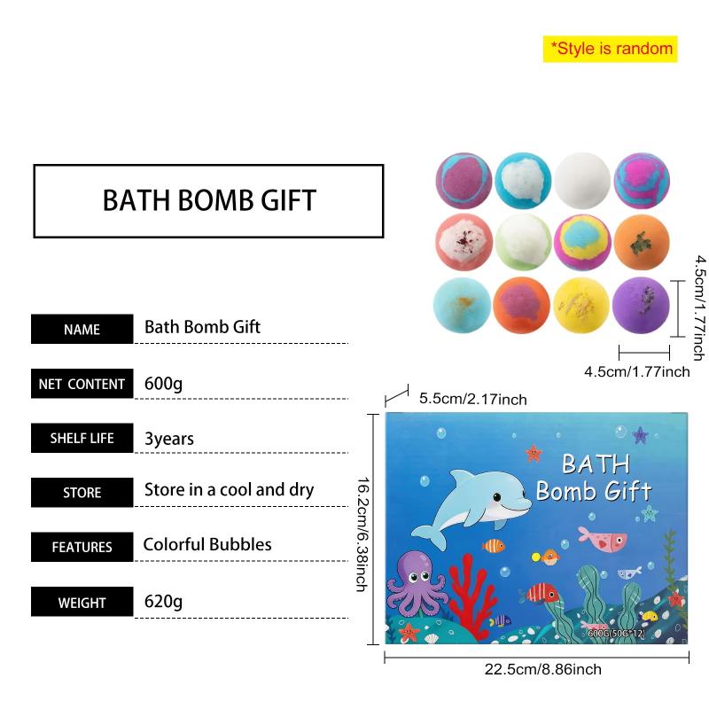Amusant pour le bain avec le set de 12 bombes de bain pour enfants, bulles géantes naturelles et jouets de l'océan