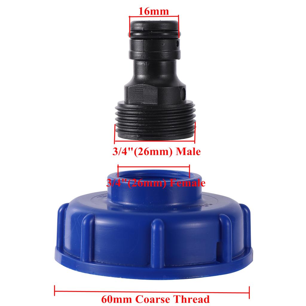 IBC Tank Adapter S60*6 Coarse Thread To 1/2'' 3/4'' Thread Water Tank Replacement Valve Garden Agriculture Irrigation Fitting