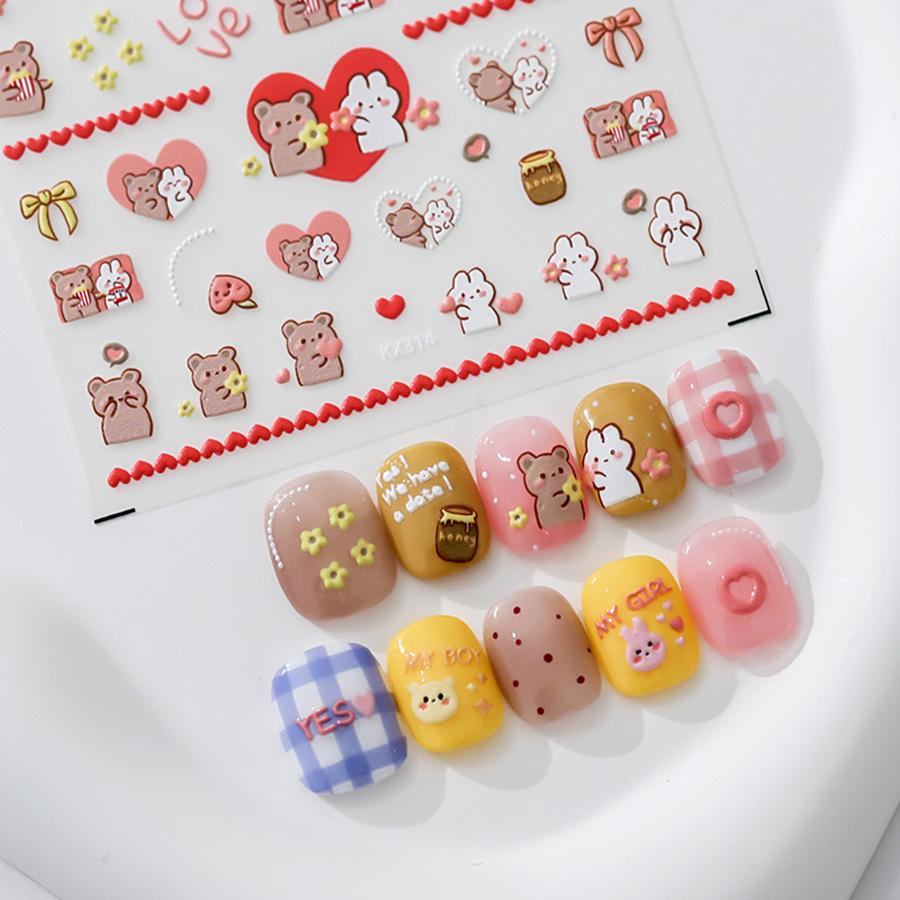 

Ferrite Stereo Tough Pro Bear Embossed Nail Art Stickers - KX314 Collaboration