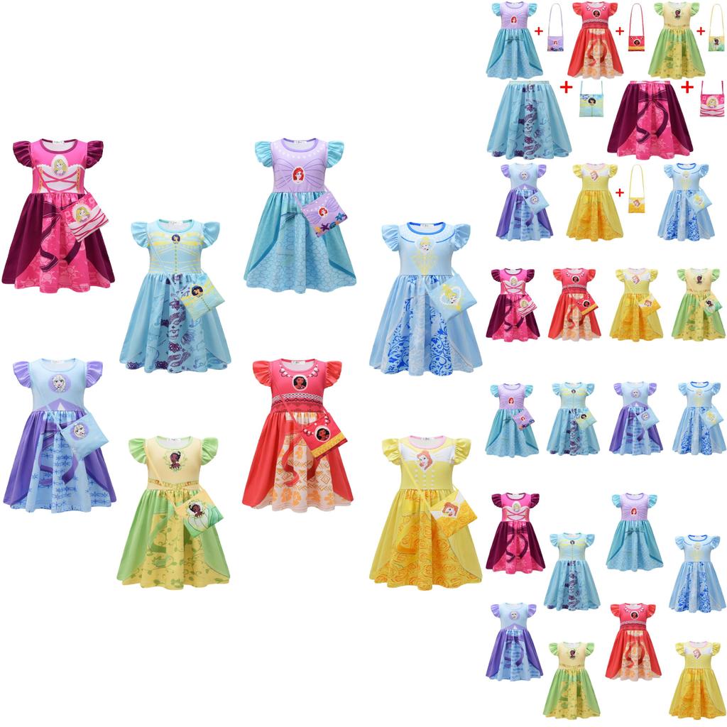 Disney Princess Dress Belle Ariel Elsa Cosplay Bag Halloween Party Costume