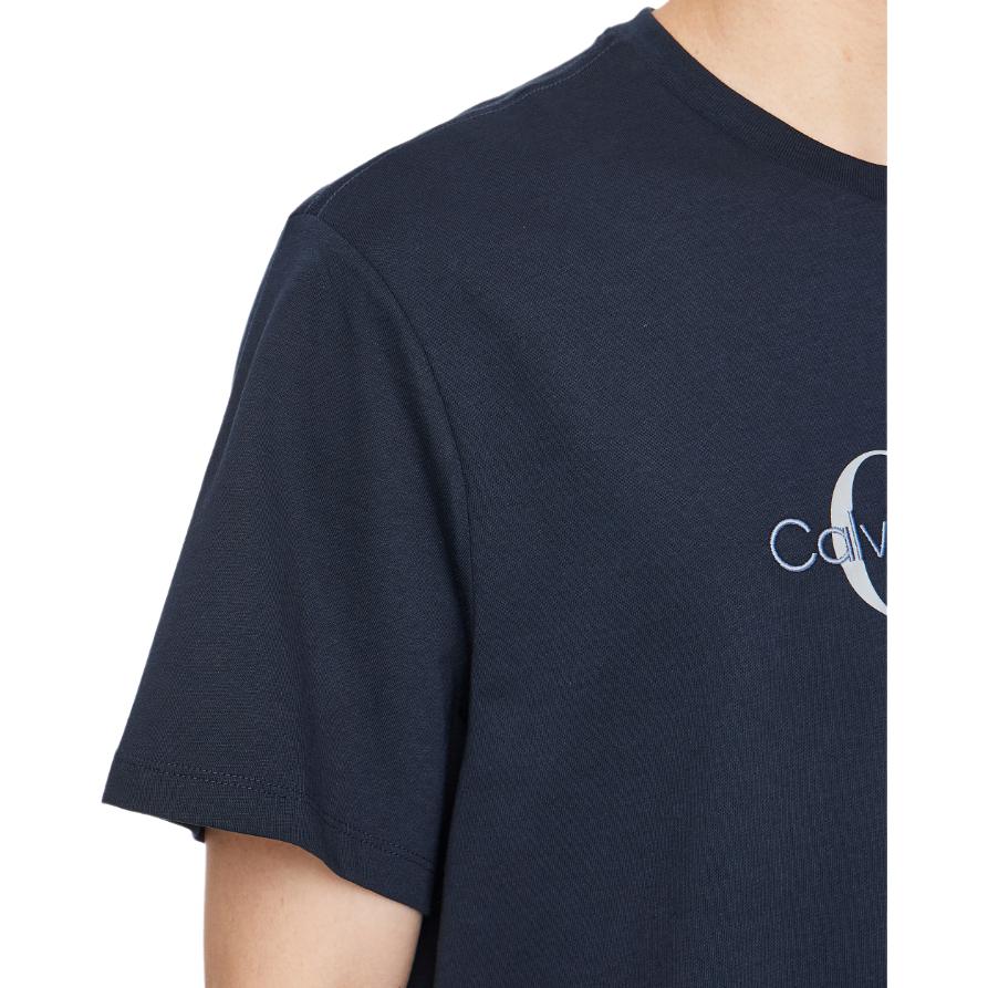 Calvin Klein Jeans Letter Embroidery Comfortable Crew Neck Short Sleeve T-Shirt Men Tops Navy-Blue 40EM289-CEF