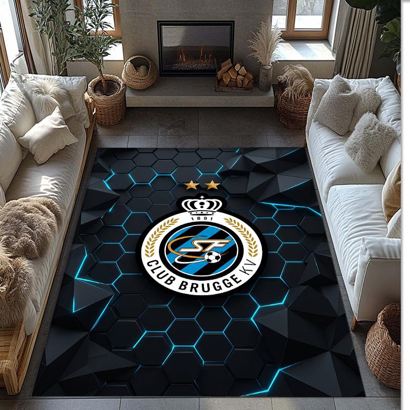 Club Brugge FC Soccer Football Pattern Soft Area Rug Non Slip Indoor Floor Carpet Sports Decor Mat for Bedroom