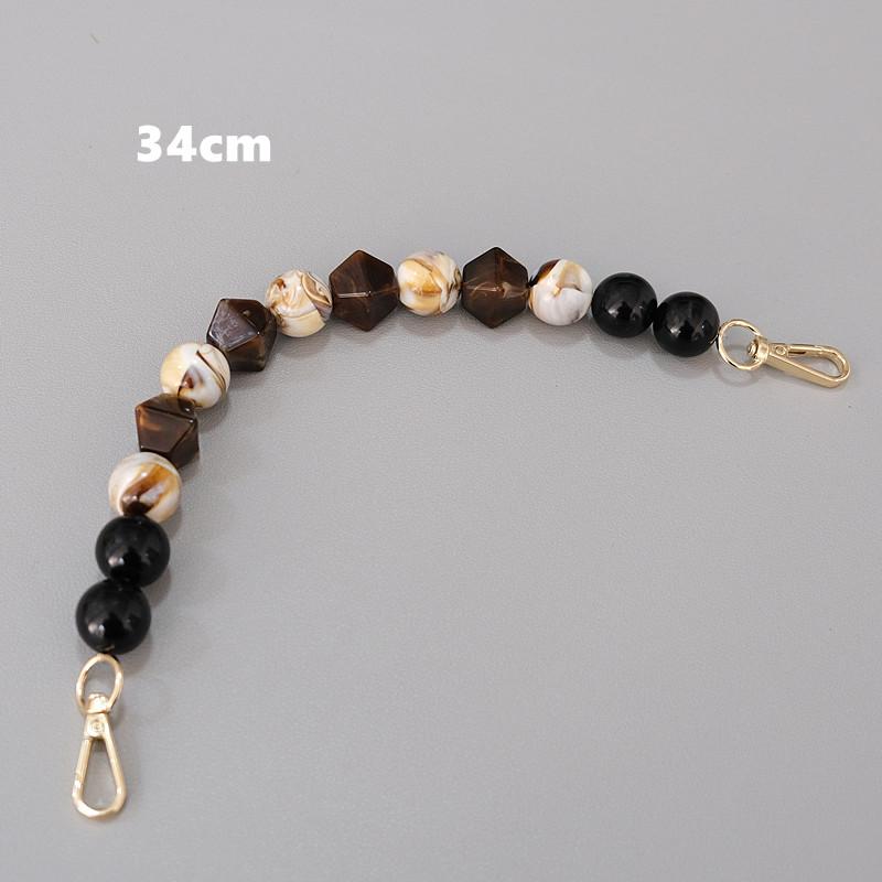 Nytt tillbehör för kvinnaväska Brun Beige Akrylhartspärlor Lyxiga handgjorda armband för kvinnor Ersättningsväska Handtagskedja