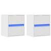 VidaXL Meubles TV muraux avec lumières LED 2 pcs blanc 41x31x45 cm, meuble TV suspendu au mur, unité TV flottante, support 852272