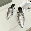 Fashion Fashionable Retro Versatile Thick Kitten Heel Fashion Baotou Half Slippers Women Wear Pointed Toe Cool Mopping in Autumn