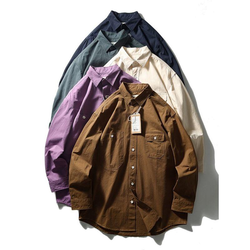 American Retro Workwear Shirt Men Long Sleeves Spring & Fall Profile Outwear Export Export Men's Clothing Loose Casual Shirt