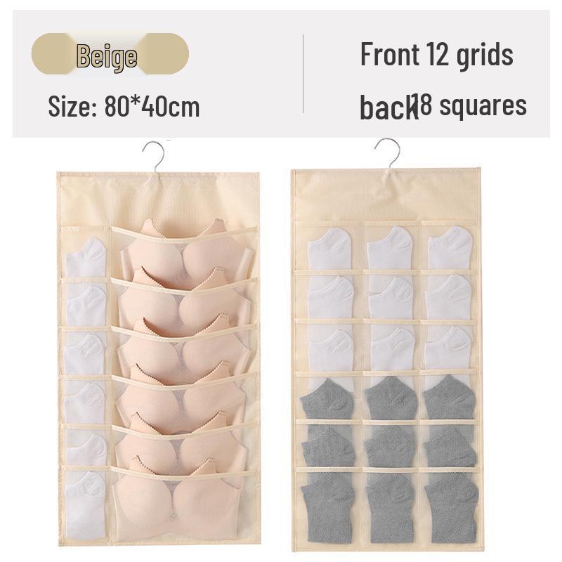 Dual-Sided Hanging Underwear Organizer for Wall or Dorm, Ideal for Bras and Panties.
