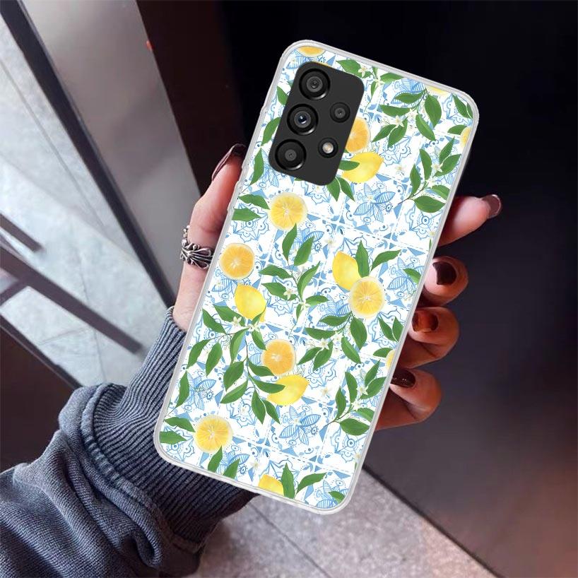 Summer Fruits Lemon Phone Case For Samsung Galaxy A12 A52S A42 A32 A22 A51 A50 Note 20 Ultra 10 S10 Plus A71 A70 A31 A30 A10S Ga