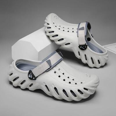 Novas Sandálias de Verão Masculinas Casuais com Solado Grosso Antiderrapante Moda Cabeça Redonda Para Interior Exterior Praia Slip-On Respirável Tira de EVA S...