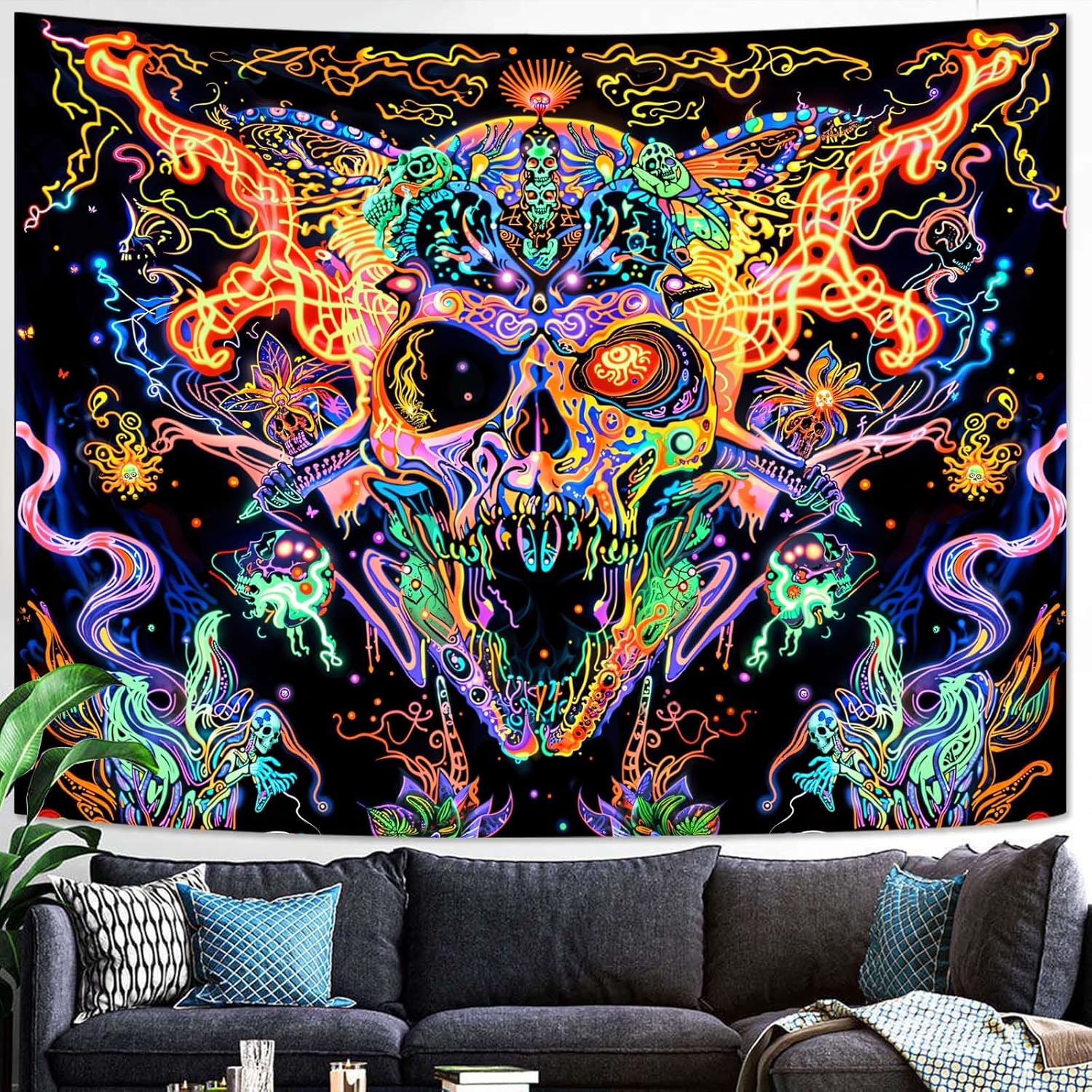 Tapestry Dark Night Skull Wall 75x100