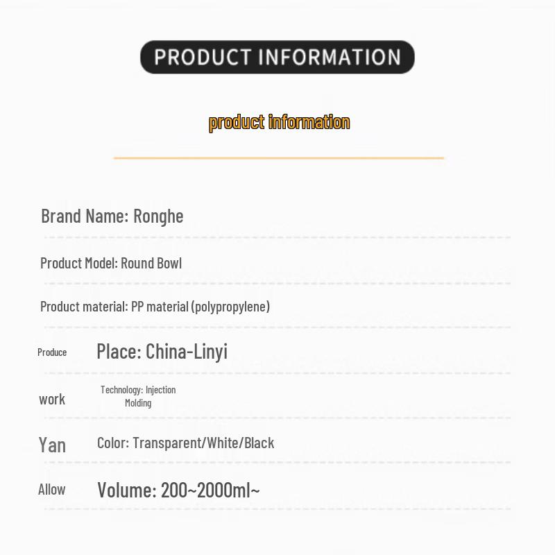 Ronghe Disposable Transparent Round Takeout Bowls with Lids