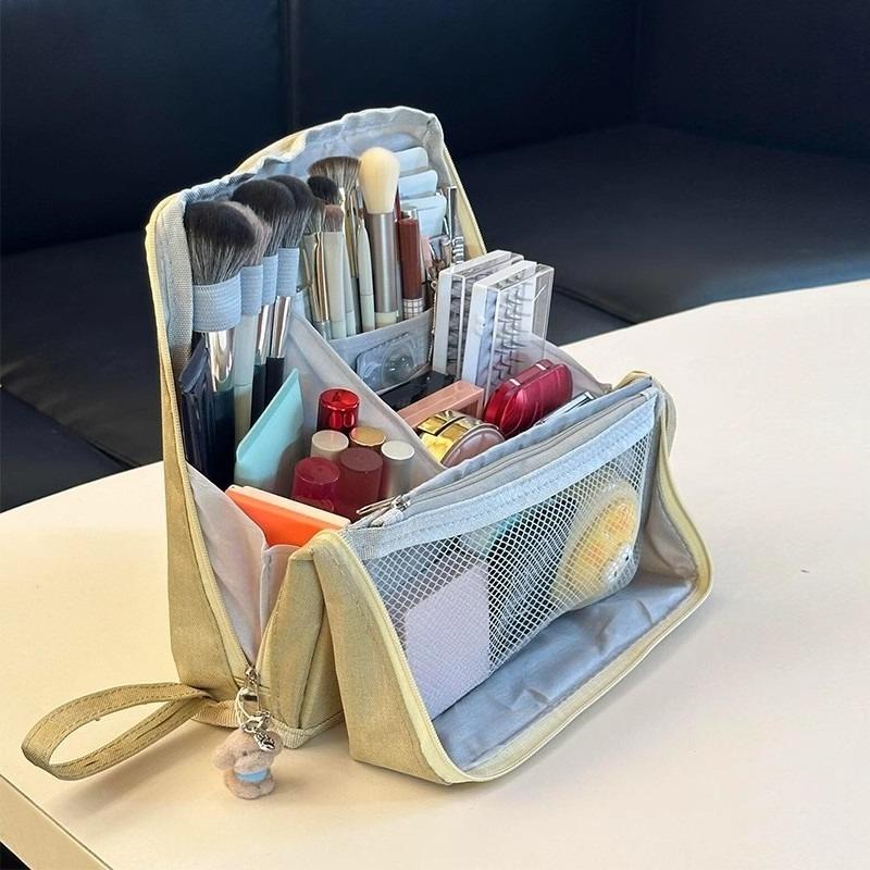 

Women Vertical Makeup Bag Standable Large Capacity Skincare Storage Bag Partitioned Multi-Compartment Cosmetic Organizer 22 7 22cm