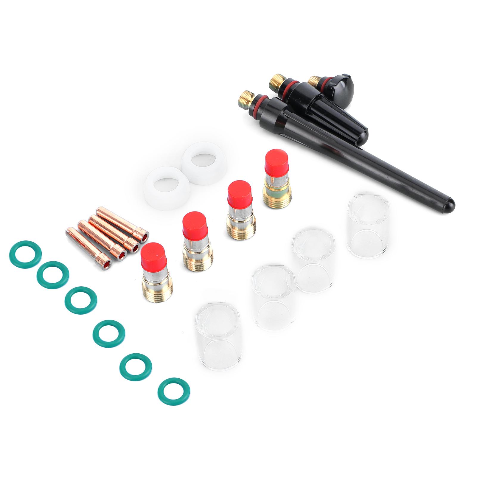 

Набір 23 шт. Термостійка скляна чашка Цанга Газова лінза Комплект Зварювальні витратні матеріали для TIG WP 17 18 26