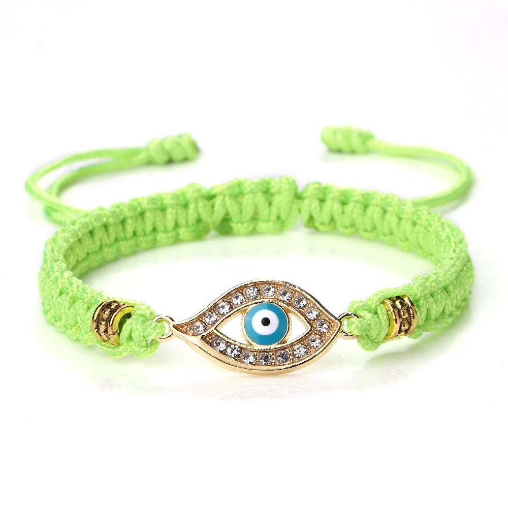 Boho-Handgefertigtes Blaues Strassstein-Böser Blick-Armband mit Rotes Nylonband