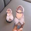 Kids Girl Shoes New Children Leather Shoe Girl Princess Square Rhinestone Bow Single Fashion Kids Performance Dance Shoes