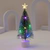 Mini Christmas Trees with LED Light Decor Tabletop Crafting DIY Christmas Gift Green Brush Trees Plastic Winter Snow Ornaments