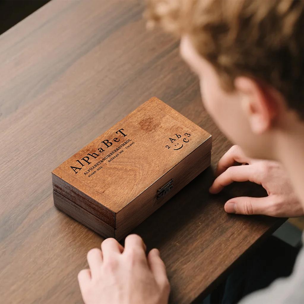 Creative Stationery Retro Letters, English Numbers, Wooden Box, DIY Notebook Decoration Seal Series 70