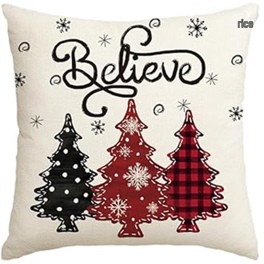 Cross-Border Snowman Christmas Tree Pillowcase - Linen Cushion Cover for Holiday Decoration