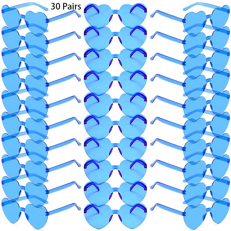 30 Pairs Per Set Heart Shaped Sunglasses Cute Rimless Solid Color Beach Vacation Shades Women Fashion Design Rave Sun Glasses