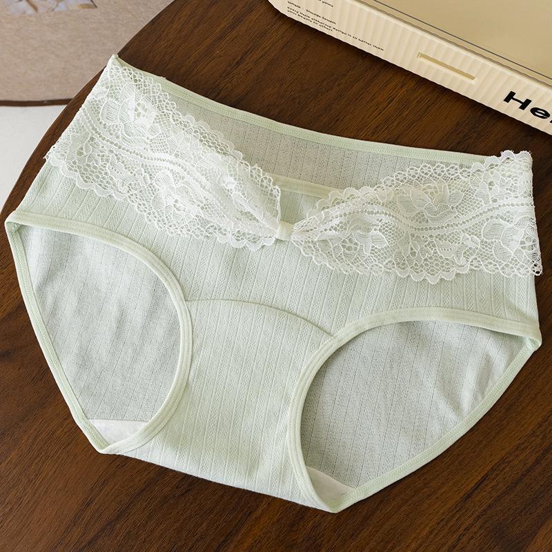 Девочки Весна и Осень Кружево Чистый Хлопок 10A Антибактериальная Ластовица Удлиненная Ластовица Дышащие Трусы M зелёный