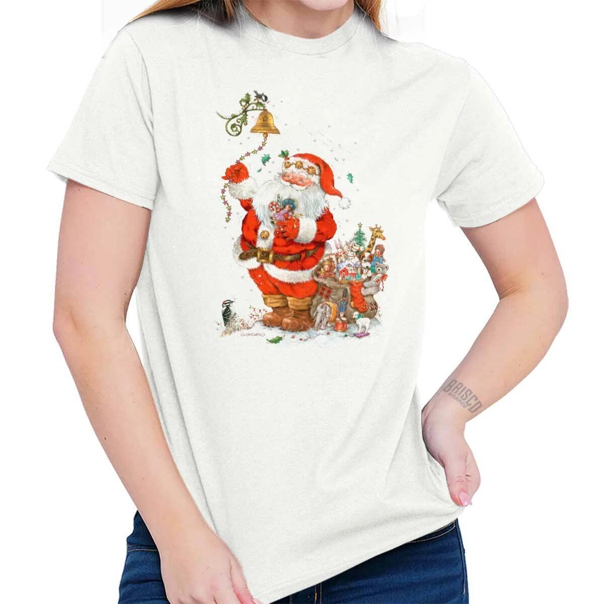 Santa Claus Merry Christmas Grandma Xmas Womens Short Sleeve Crewneck Tee XS