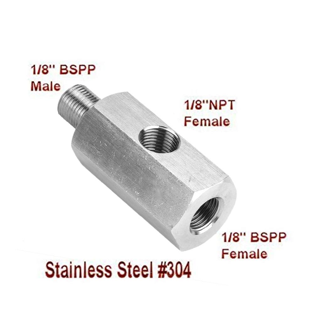Oil Pressure Gauge Meter Adapter 1 8in NPT Female BSPP BSP Male and Female Tee