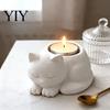 Cat Lover Birthday Present Candle Holder, Cartoon Lying Flower Pot for Succulents, Kitten Indoor Plant Container Storage Jar Jar, Creative Animal Home