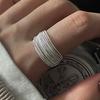 Real 925 Sterling Silver Retro Round Ring For 2 Rigns Women Chain Vintage Fine Jewelry Minimalist Accessories Gift